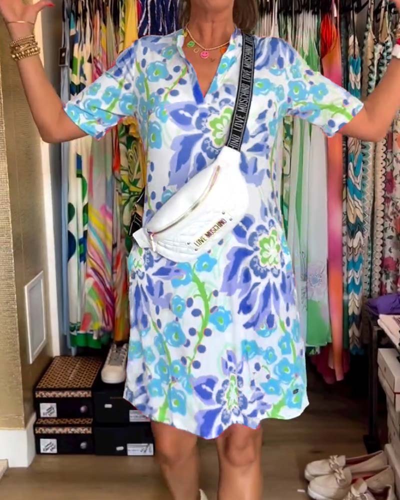 MARGA - PRINTED SHORT-SLEEVE SUMMER DRESS