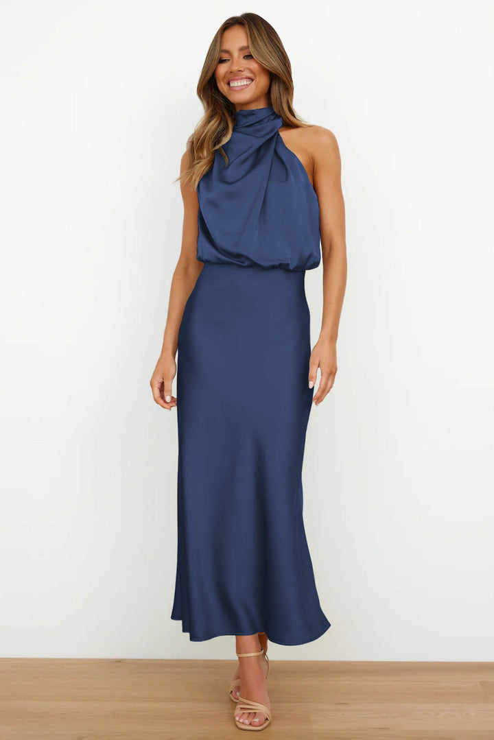 CAI - SATIN HALTERNECK MAXI DRESS