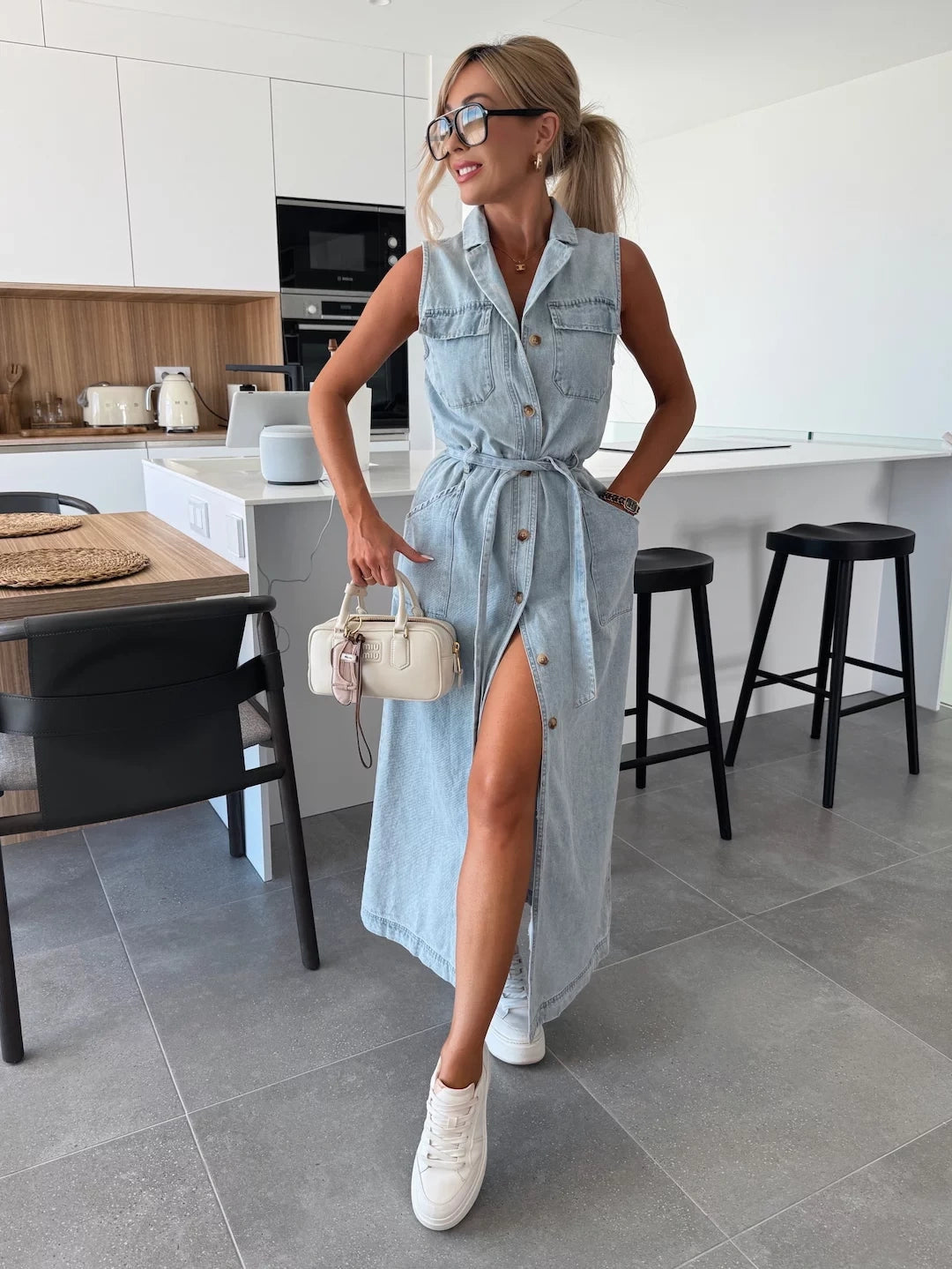 CANDICE - FULL-LENGTH DENIM DRESS