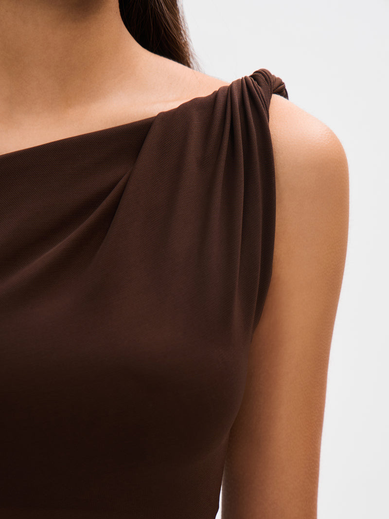 UDESSA - MOCHA TEXTURED WEAVE MAXI DRESS