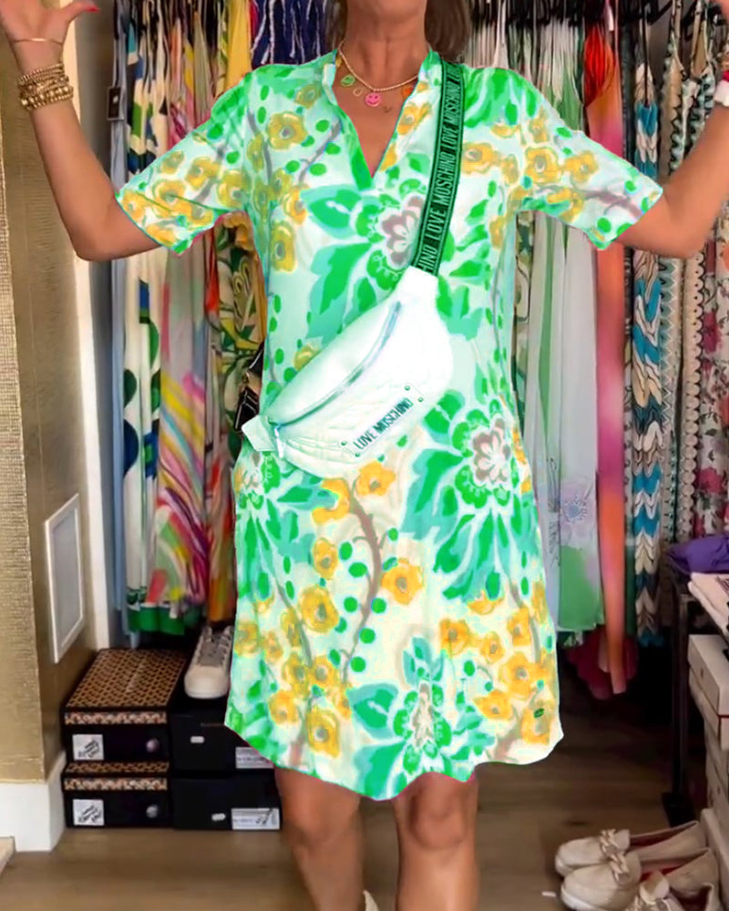 MARGA - PRINTED SHORT-SLEEVE SUMMER DRESS