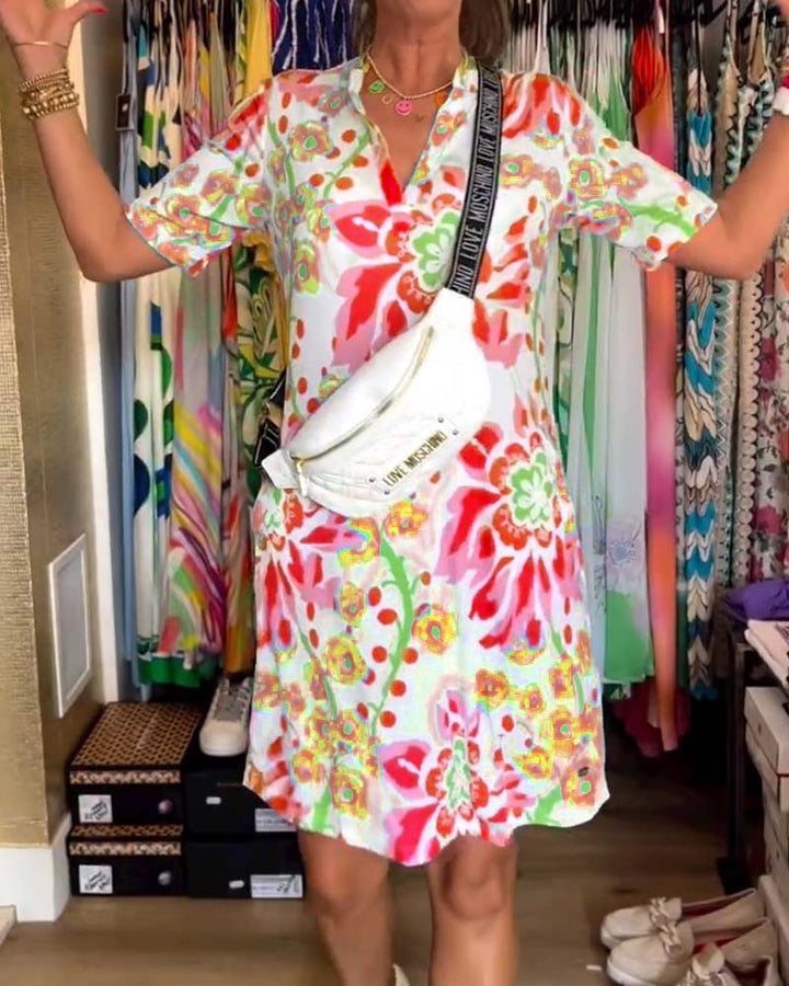 MARGA - PRINTED SHORT-SLEEVE SUMMER DRESS