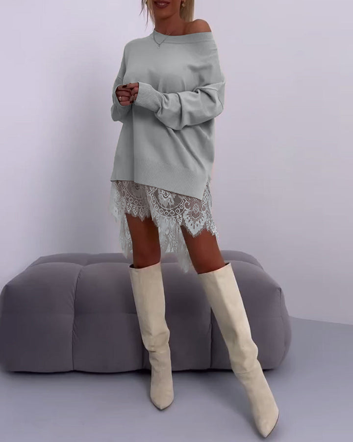 ANGELINE - FASHIONABLY CHIC OFF-SHOULDER SWEATER DRESS