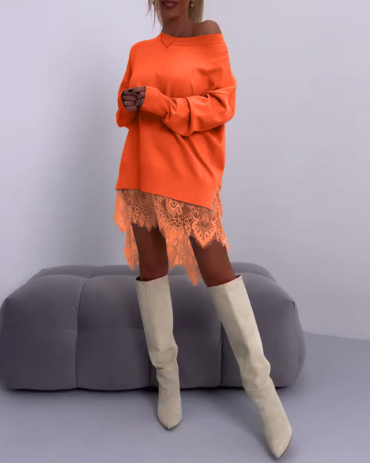 ANGELINE - FASHIONABLY CHIC OFF-SHOULDER SWEATER DRESS