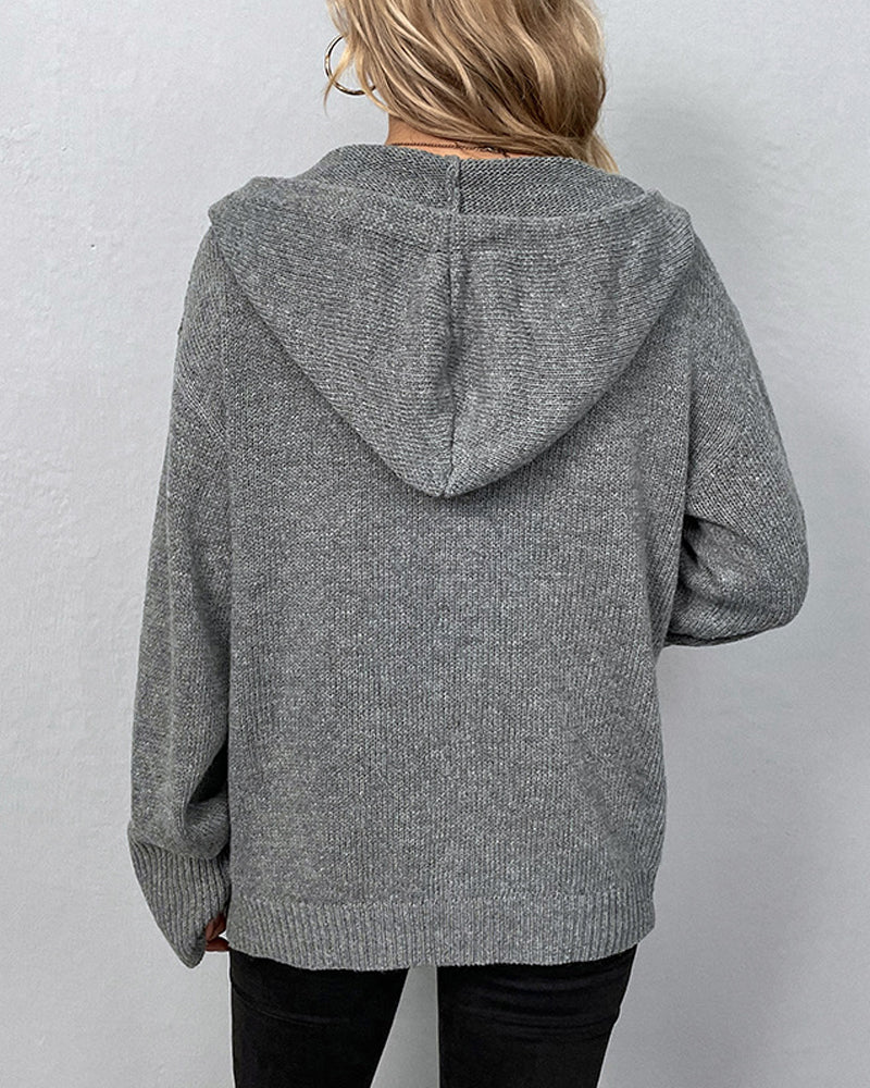 FERNANDA - SOLID HOODED JACKET WITH DRAWSTRINGS