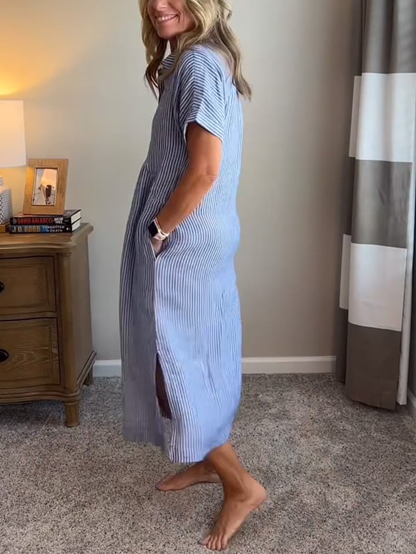 JOVIE - CLASSIC ELEGANT STRIPED MAXI DRESS