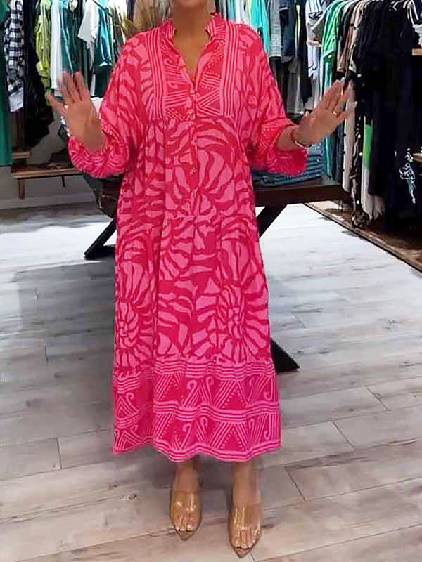 HAZEL - PATTERNED V-NECK DRESS