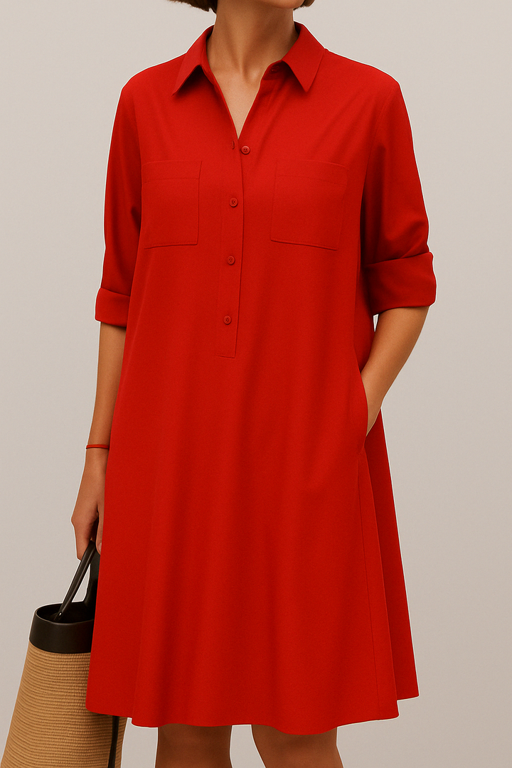 ALODIA - SOPHISTICATED LONG SLEEVE DRESS WITH POCKETS