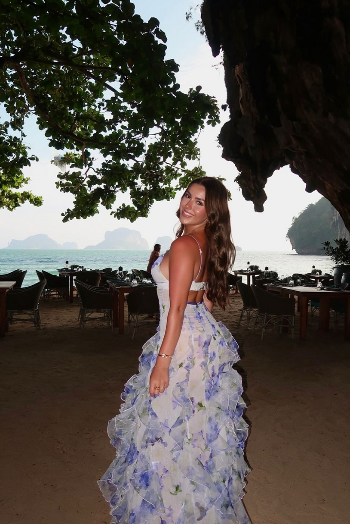 SACHI - STYLISH RUFFLE STRAP MAXI DRESS