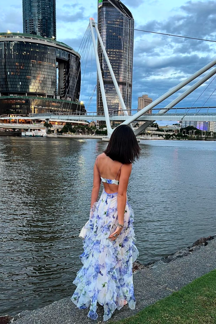 SACHI - STYLISH RUFFLE STRAP MAXI DRESS