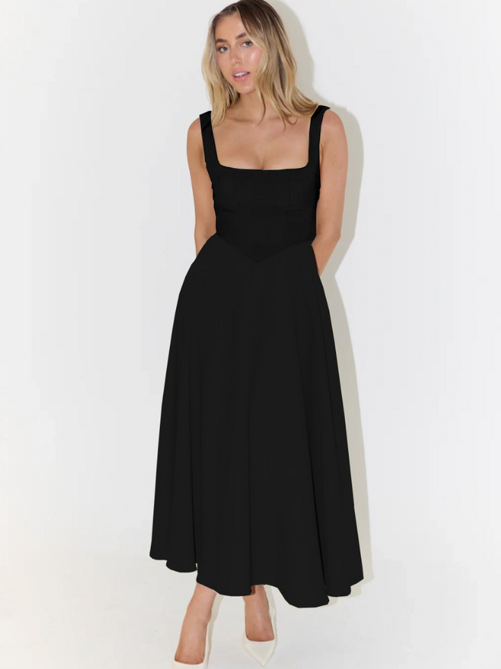 DINA - SLEEVELESS CORSET MIDI DRESS