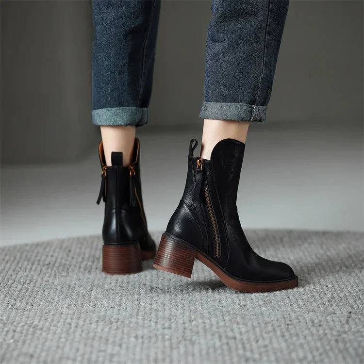 SIONA - GENUINE VEGAN LEATHER ANKLE BOOTS
