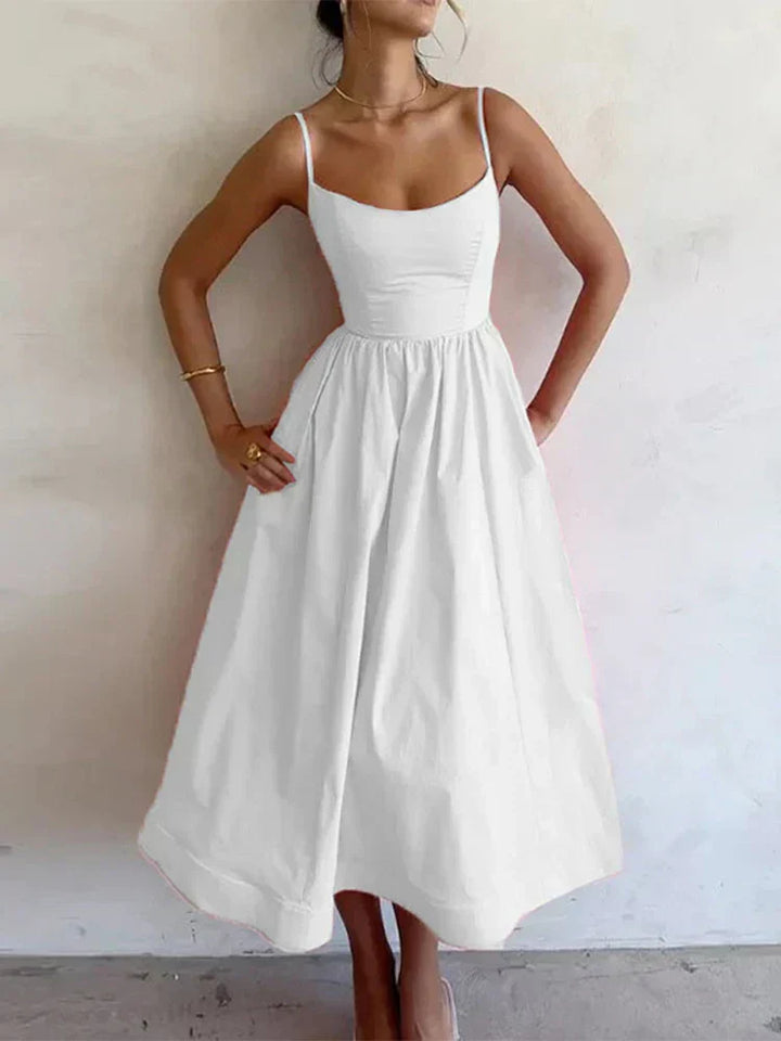 ELAINA - THIN STRAP SUMMER MIDI DRESS