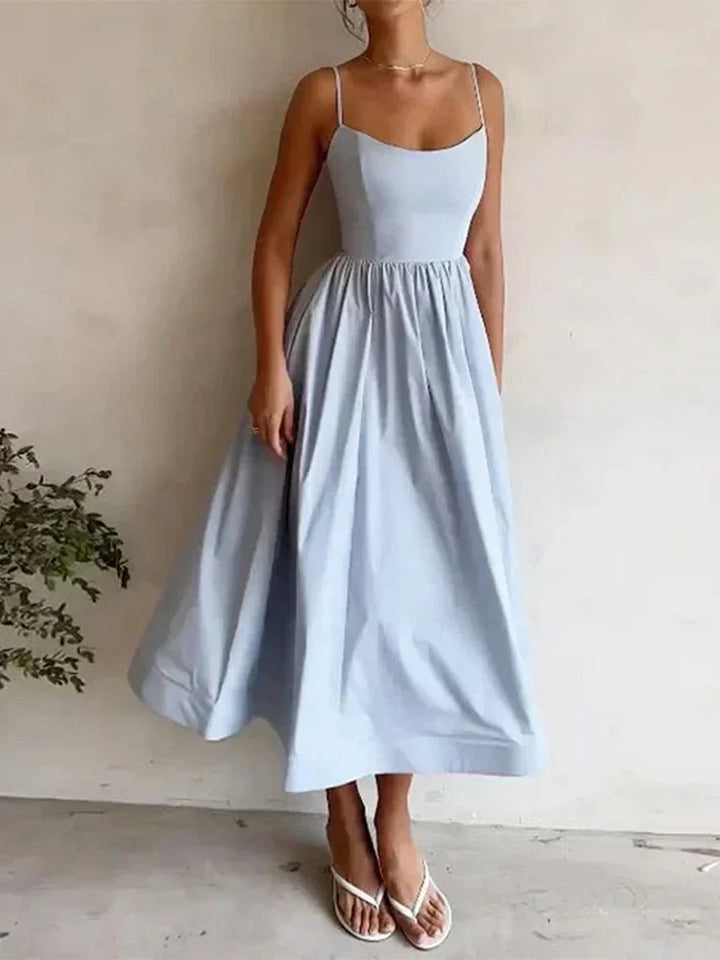ELAINA - THIN STRAP SUMMER MIDI DRESS