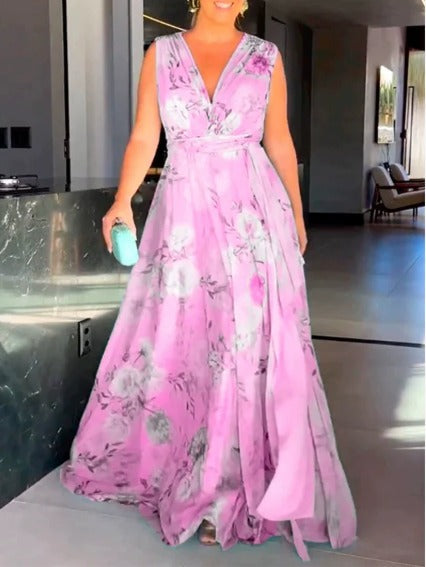 Venesa™ - Elegant Sleeveless V-neck Floral Print Dress