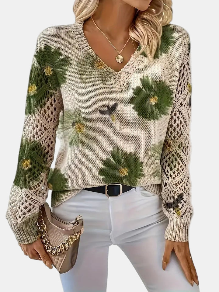 YASMIN - LOVELY BLOSSOM KNIT SWEATER
