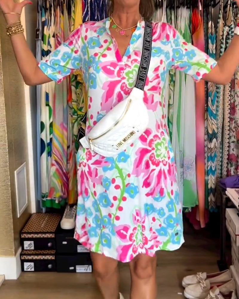 MARGA - PRINTED SHORT-SLEEVE SUMMER DRESS