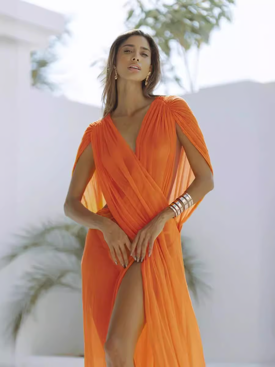 Jaya - Sexy, flowing, slightly sheer sleeveless vacationMaxi Dress