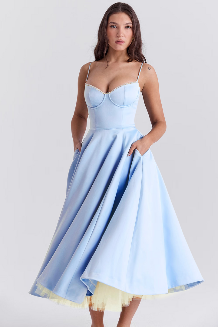 BRIGGITE - FIT AND FLARE BUSTIER TEA DRESS