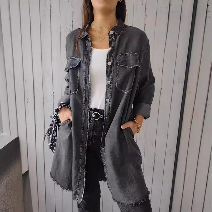 SHAVONNE -  SHIRT DENIM WITH LAPEL JACKET