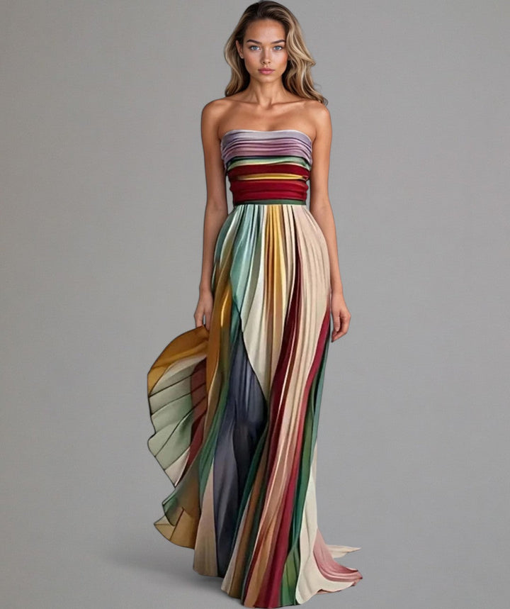 EILISH - STRIPE PRINT TUBE DRESS