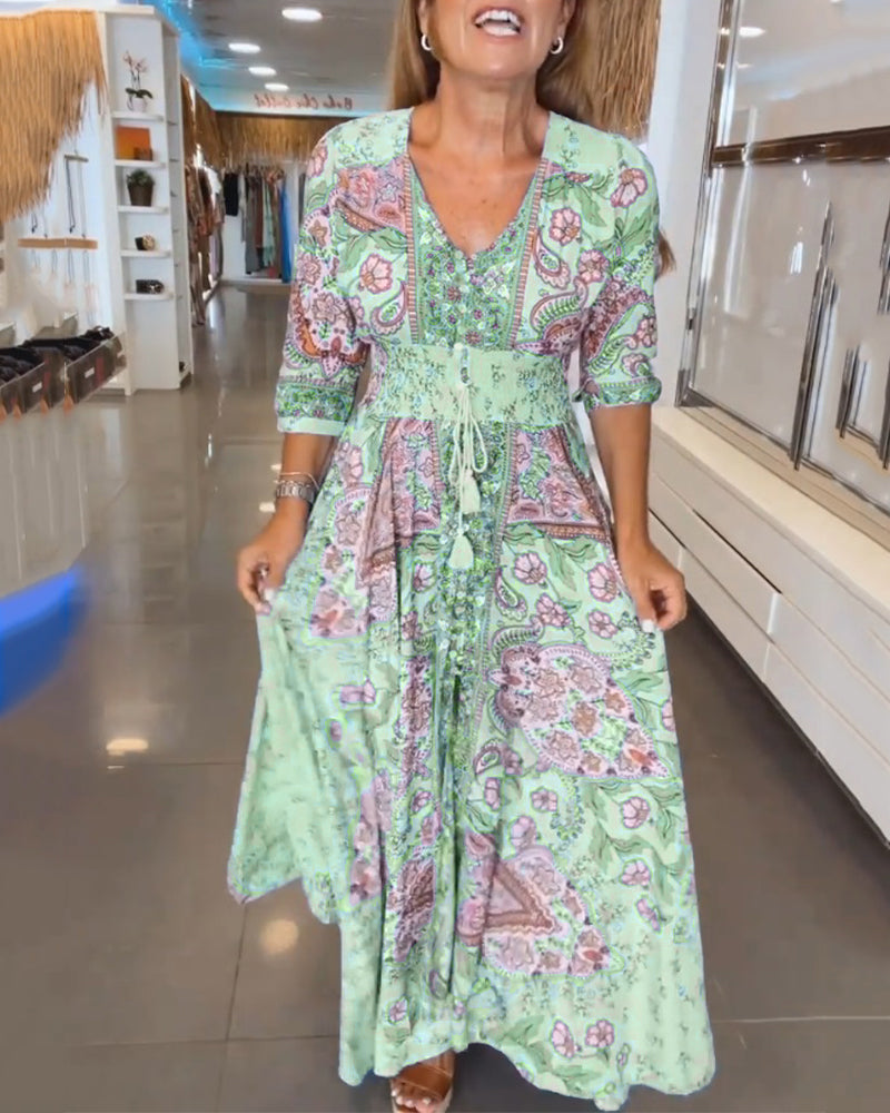 CHERA - ELEGANT HOLIDAY V-NECK DRESS