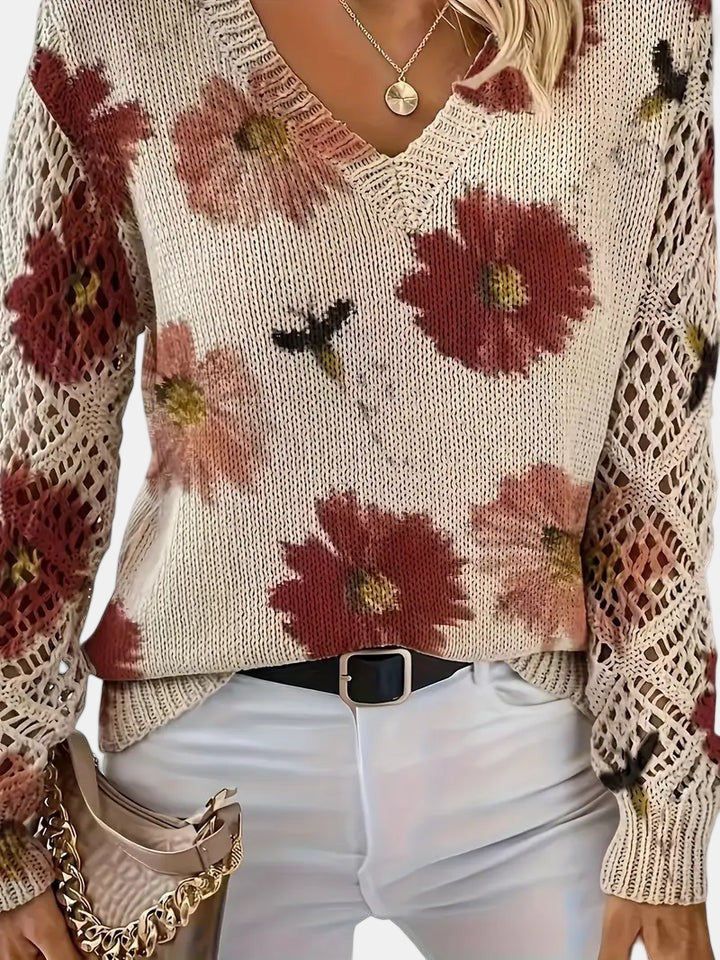 YASMIN - LOVELY BLOSSOM KNIT SWEATER