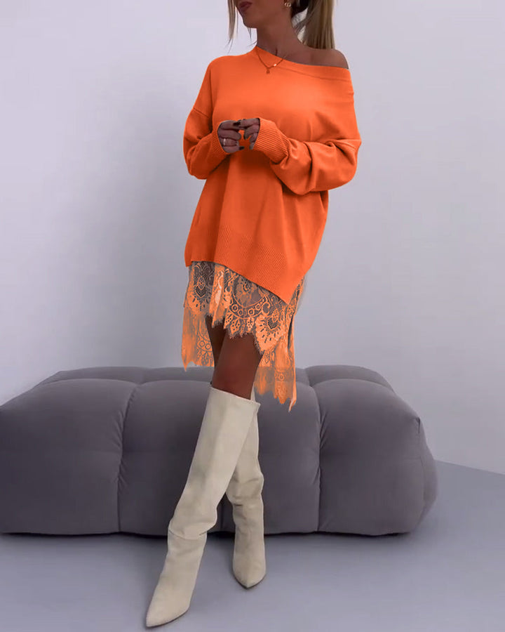 ANGELINE - FASHIONABLY CHIC OFF-SHOULDER SWEATER DRESS