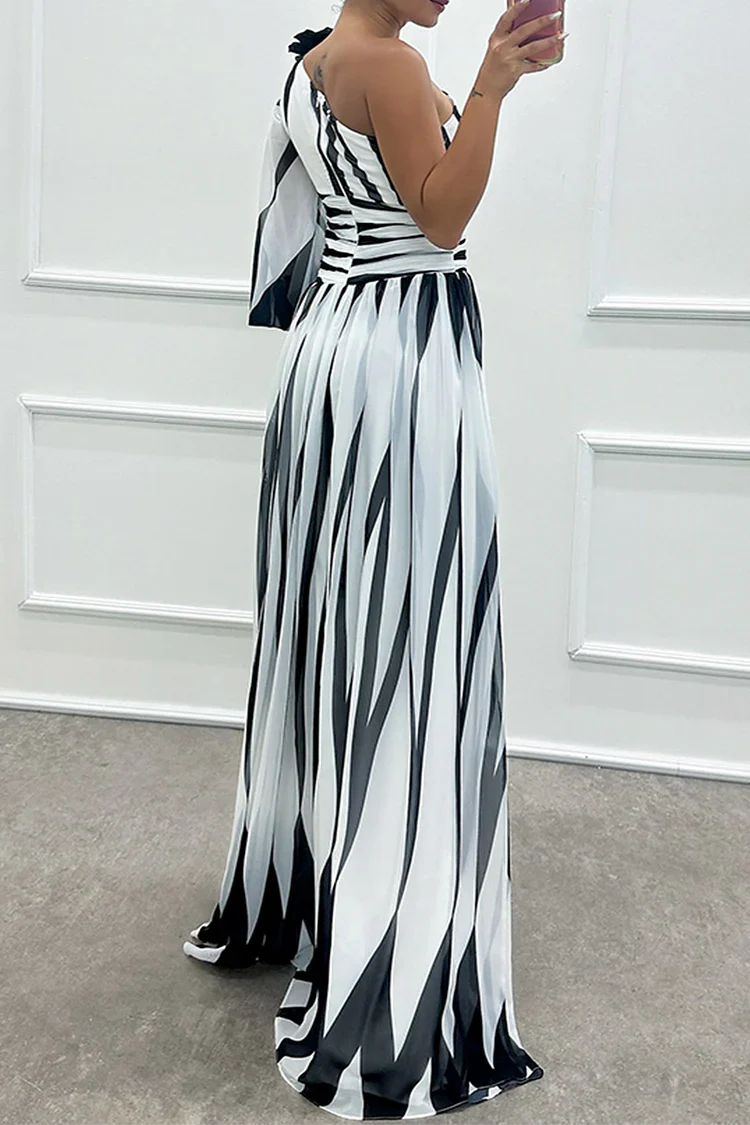 WIENONA - CHIC STRIPED ASYMMETRICAL MAXI DRESS
