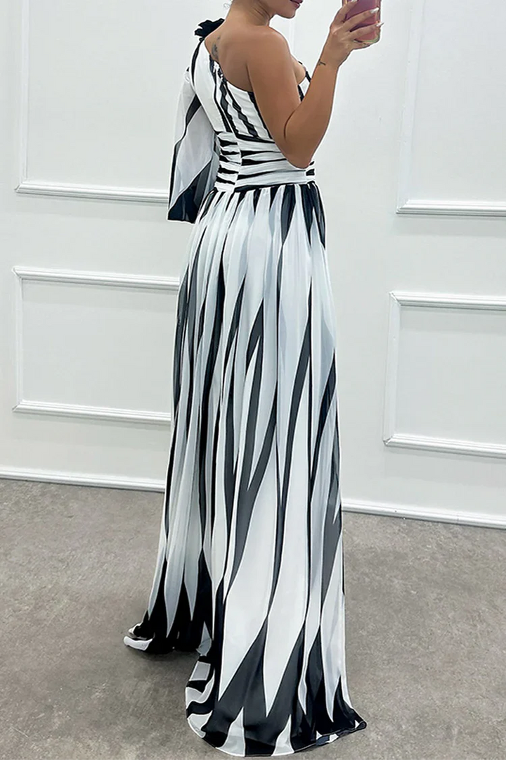 WIENONA - CHIC STRIPED ASYMMETRICAL MAXI DRESS