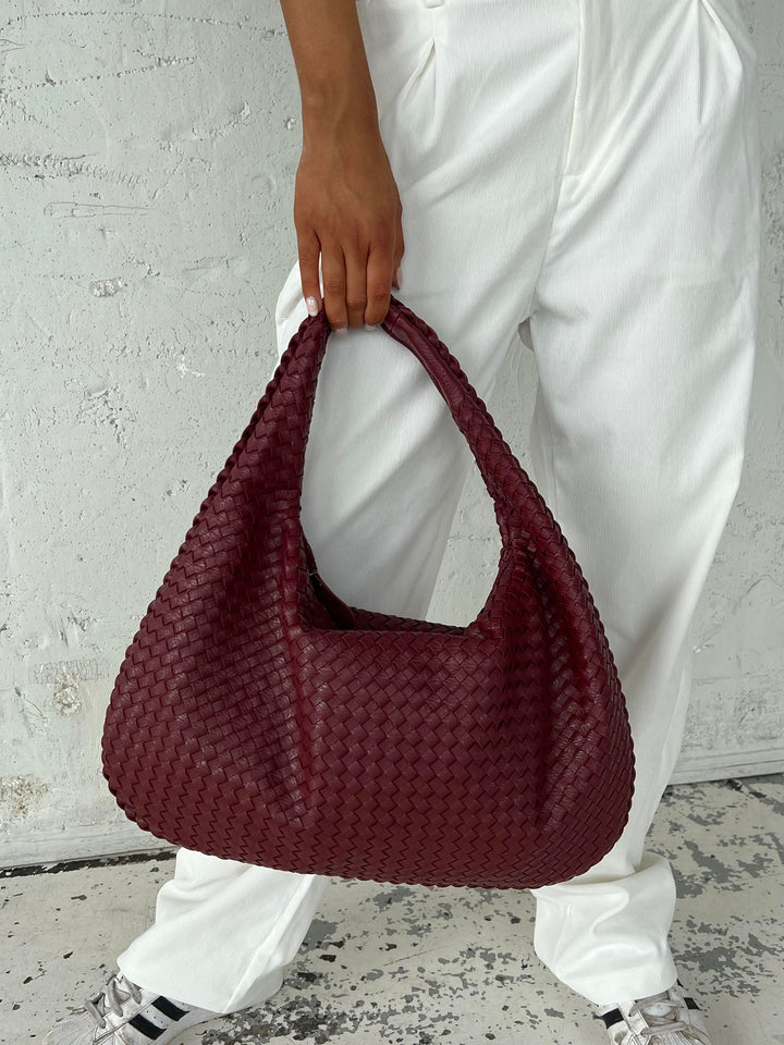 BIANCA - WOVEN VEGAN LEATHER TOTE BAG