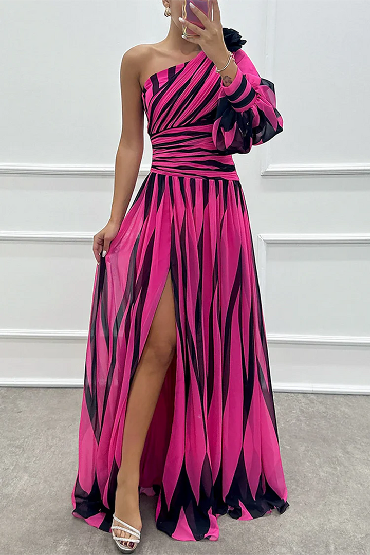 WIENONA - CHIC STRIPED ASYMMETRICAL MAXI DRESS