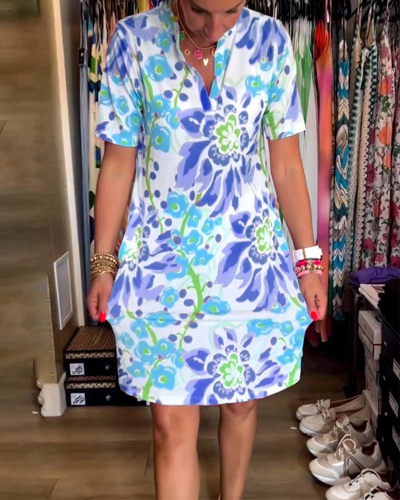 MARGA - PRINTED SHORT-SLEEVE SUMMER DRESS