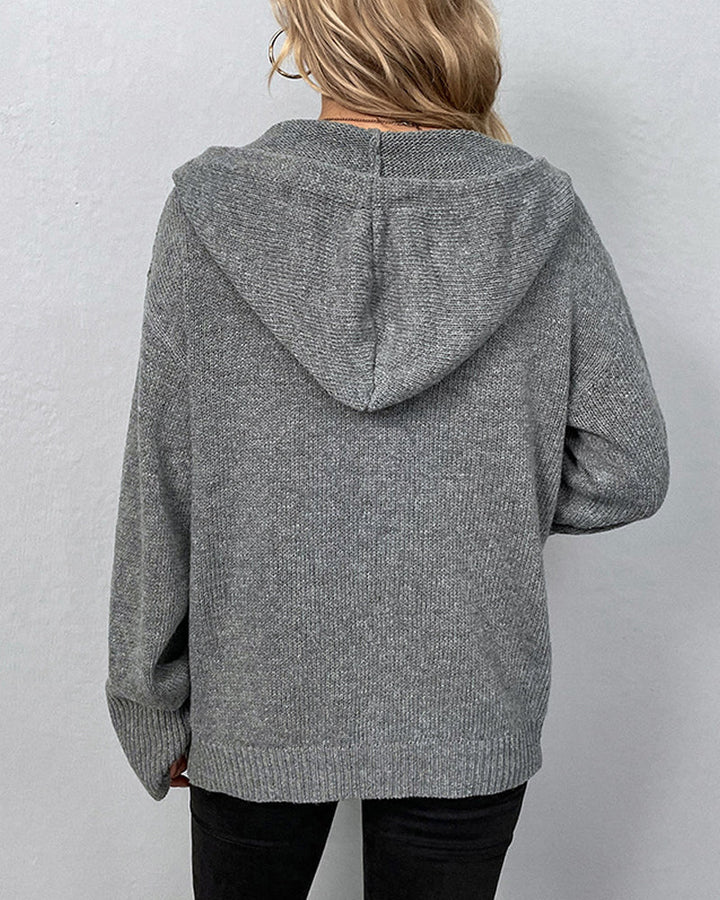 FERNANDA - SOLID HOODED JACKET WITH DRAWSTRINGS