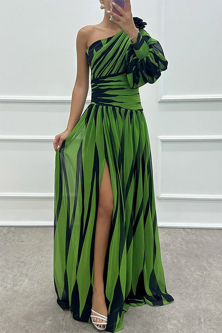 WIENONA - CHIC STRIPED ASYMMETRICAL MAXI DRESS