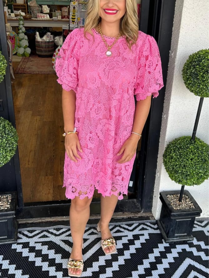 THEODORA - EFFORTLESS NATURAL FLORAL LACE DRESS