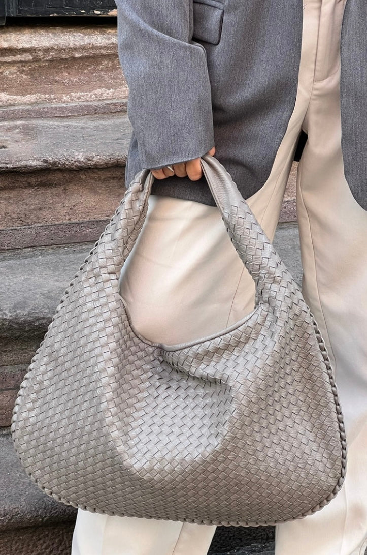 BIANCA - WOVEN VEGAN LEATHER TOTE BAG