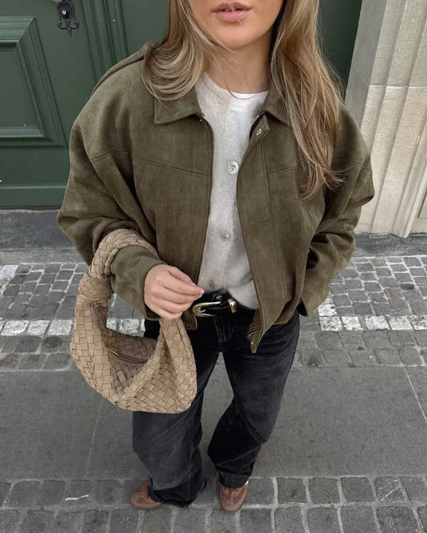 ADA - FAUX SUEDE  BOMBER JACKET