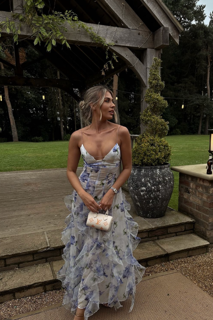 SACHI - STYLISH RUFFLE STRAP MAXI DRESS