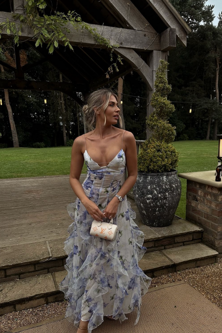 SACHI - STYLISH RUFFLE STRAP MAXI DRESS