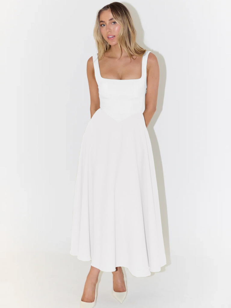 DINA - SLEEVELESS CORSET MIDI DRESS