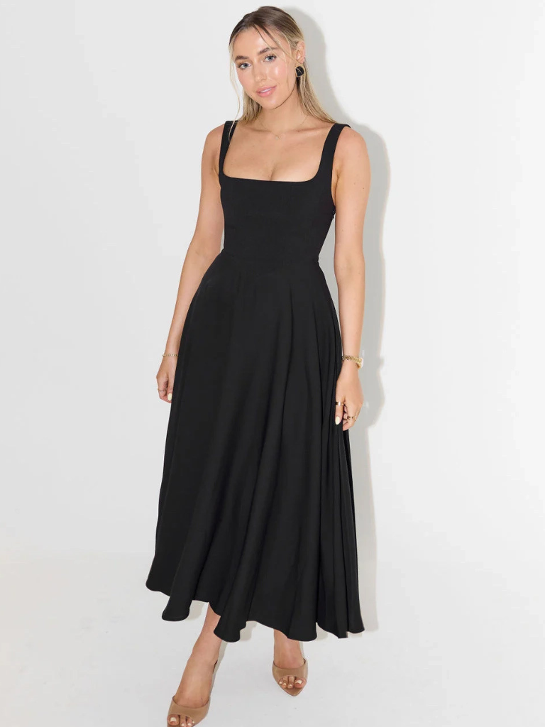 DINA - SLEEVELESS CORSET MIDI DRESS