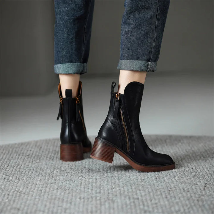 SIONA - GENUINE VEGAN LEATHER ANKLE BOOTS