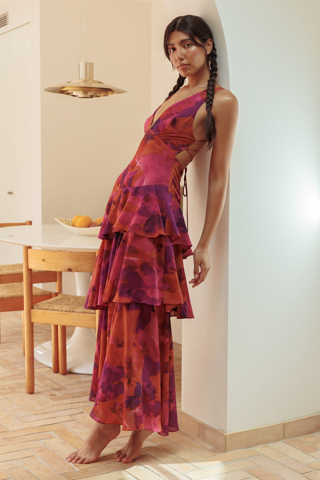 FERRERAS - REFINED STYLE RUFFLE MIDI DRESS