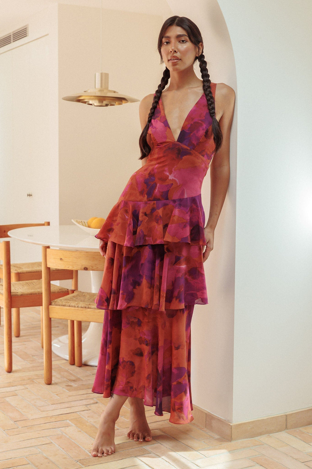 FERRERAS - REFINED STYLE RUFFLE MIDI DRESS