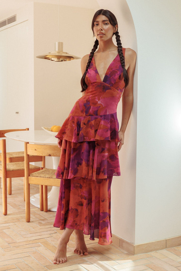 FERRERAS - REFINED STYLE RUFFLE MIDI DRESS