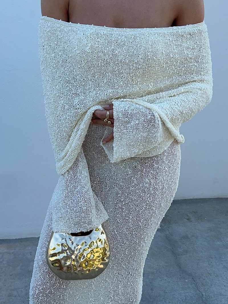 ATHENA - TEXTURED GLAM MAXI DRESS