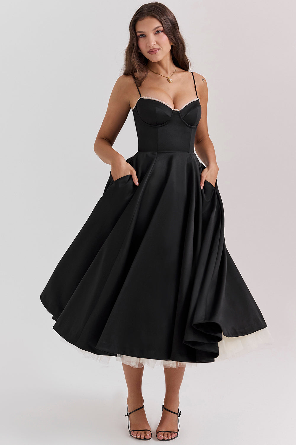 BRIGGITE - FIT AND FLARE BUSTIER TEA DRESS