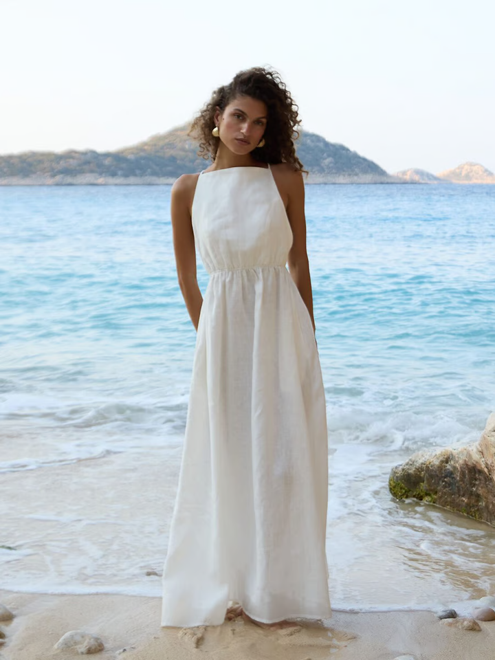 Sandi - Sexy backless with tie straps Maxi Dress