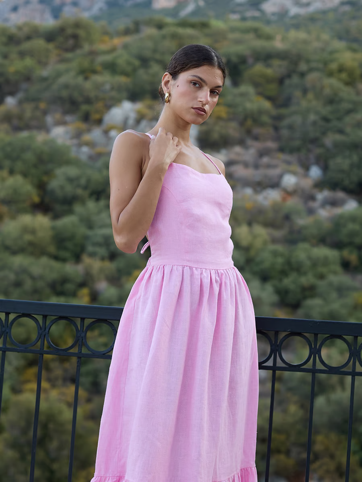 Sandi - Sexy backless with tie straps Maxi Dress